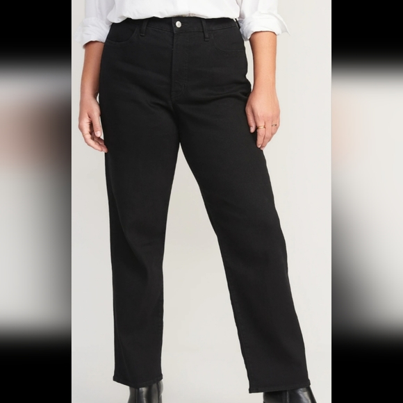 Old Navy Women's High Rise Loose Black Jeans NWT. 14 short - Picture 2 of 12